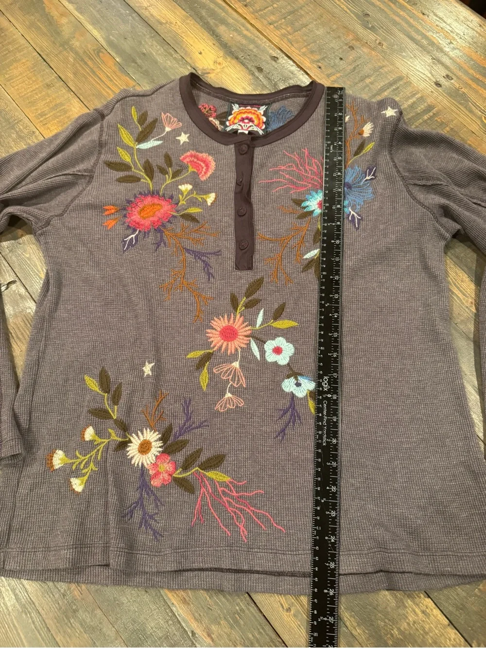 JOHNNY WAS Ulla Thermal Henley size XL - Picture 3 of 5